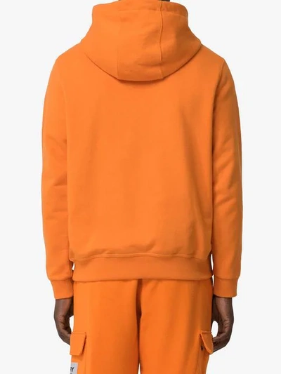 Shop Burberry Logo Print Cotton Hoodie In Orange