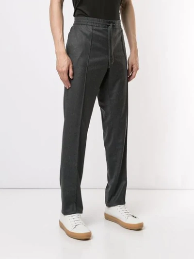 Shop Brioni Drawstring Slim-fit Trousers In Grey