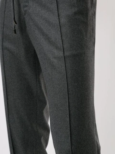 Shop Brioni Drawstring Slim-fit Trousers In Grey