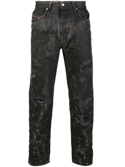 Shop Diesel Tie-dye Effect Jeans - Black
