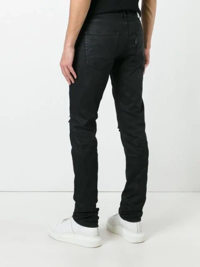 Shop Off-white Ripped Drawstring Skinny Jeans In Black