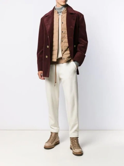 BRUNELLO CUCINELLI CORDUROY DOUBLE-BREASTED JACKET - 棕色