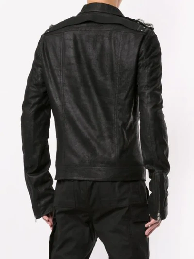 Shop Rick Owens Leather Biker Jacket In Black