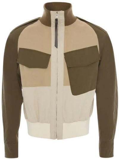 Shop Jw Anderson Colour Block Bomber Jacket In Green