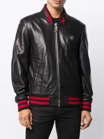 Shop Philipp Plein Teddy Bear Bomber Jacket In Black