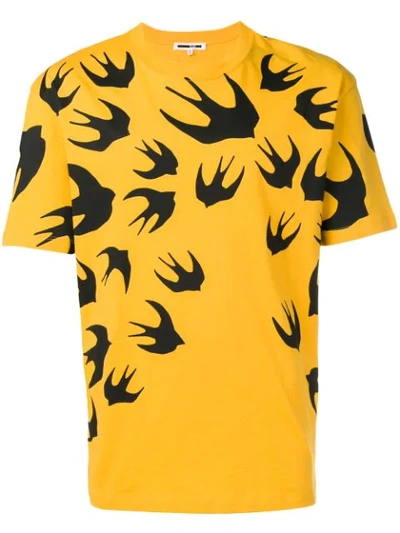 Shop Mcq By Alexander Mcqueen Swallow Print T In Yellow