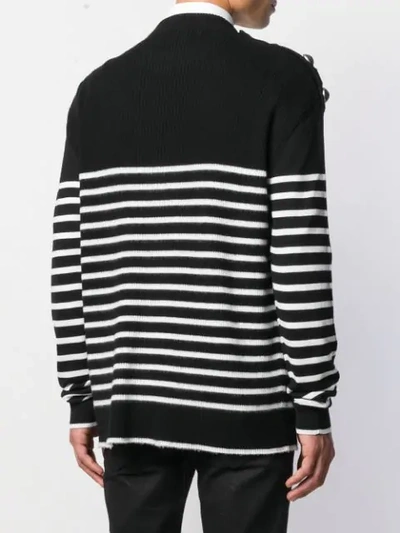 Shop Balmain Striped Sweater In Black