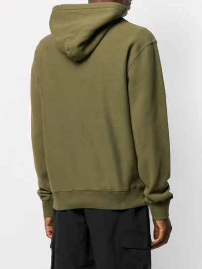 Shop Stussy Embroidered Logo Hoodie In Green