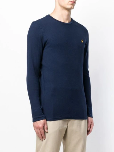 Shop Polo Ralph Lauren Logo Sweater In Blue