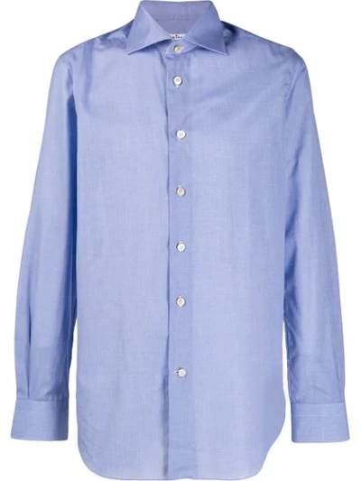 Shop Kiton Micro-check Shirt In Blue