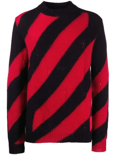 Shop Off-white Diagonal Stripes Knitted Sweater In Red