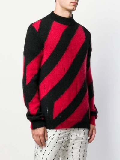 Shop Off-white Diagonal Stripes Knitted Sweater In Red