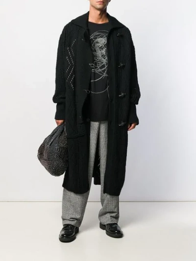 YOHJI YAMAMOTO 镂空设计长款开衫 - 黑色