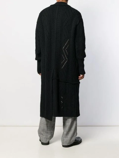 Shop Yohji Yamamoto Perforated Long Cardigan In Black