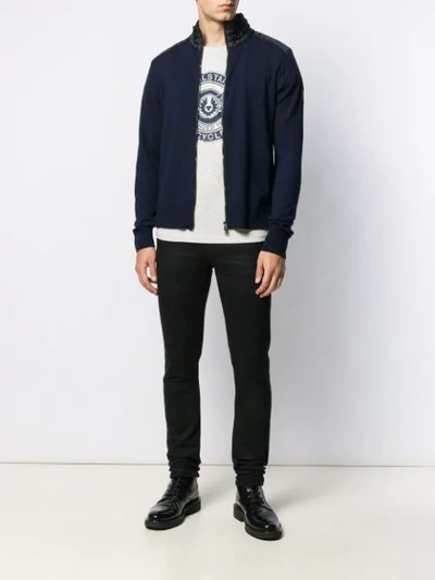 Shop Belstaff Kelby Shell-panelled Cardigan In Blue