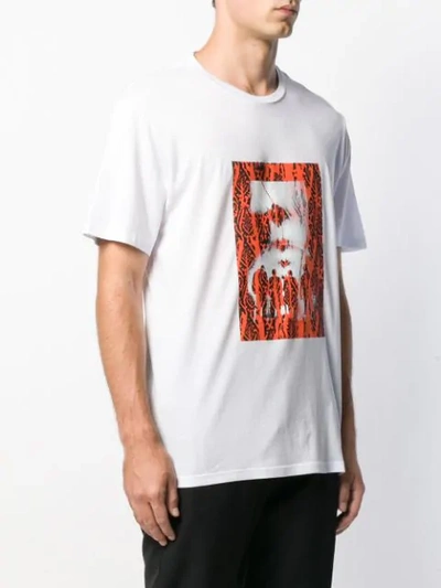 Shop Neil Barrett Contrast Print T-shirt In White