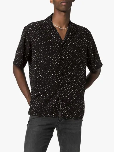 Shop Saint Laurent Spotted Bowling Shirt In Black