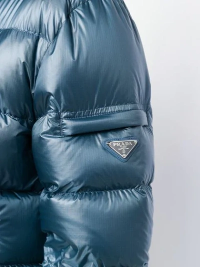 Shop Prada Zip-up Puffer Jacket In Blue