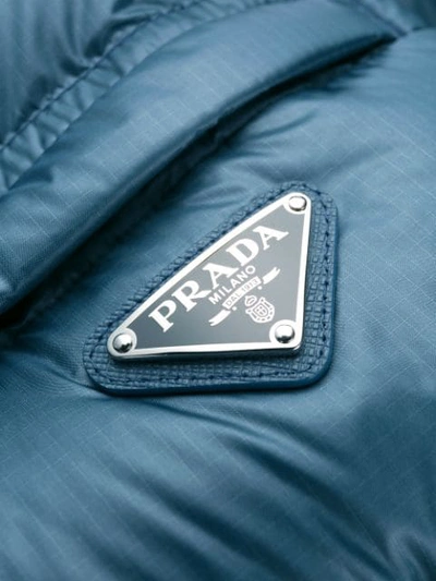 Shop Prada Zip-up Puffer Jacket In Blue