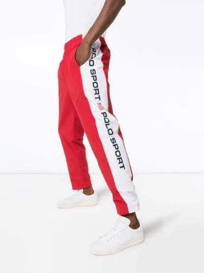 Shop Polo Ralph Lauren Logo Striped Track Pants In Red