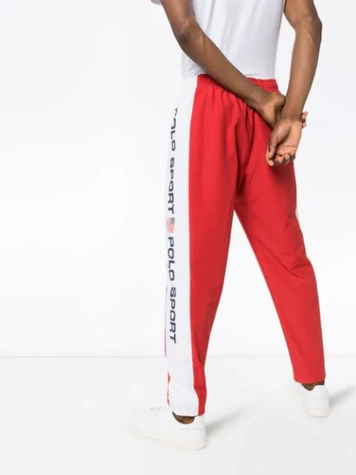 Shop Polo Ralph Lauren Logo Striped Track Pants In Red
