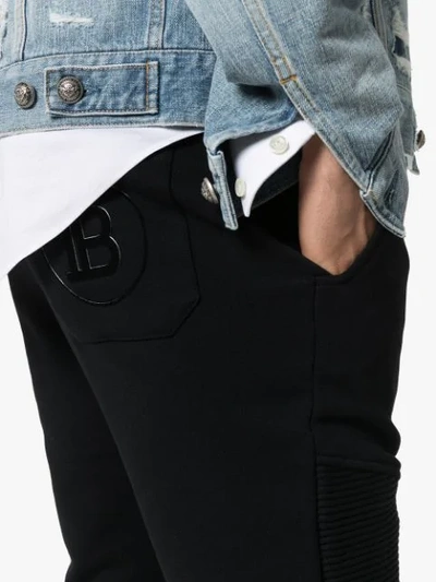 Shop Balmain Slim-leg Track Pants In Black