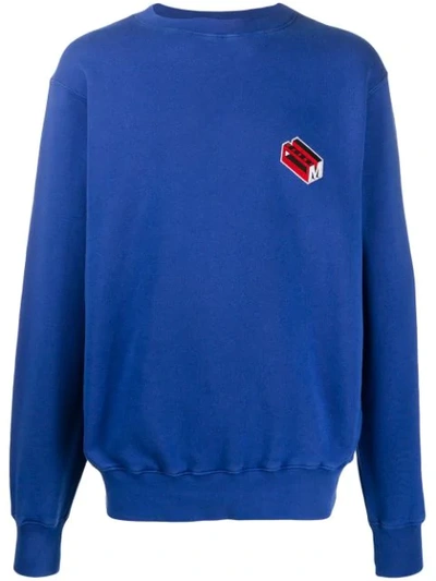 Shop Marni Embroidered Logo Sweatshirt In Blue