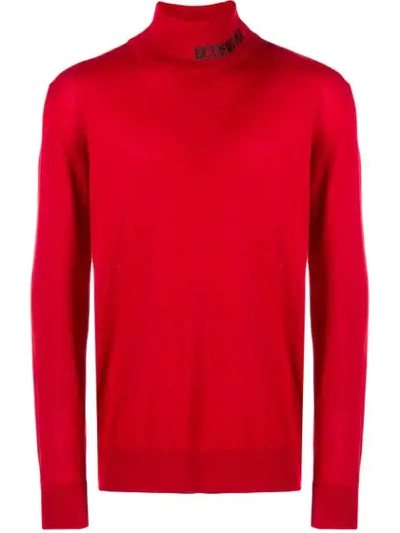 Gcds Red Wool Blend Turtleneck Sweater In Red
