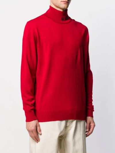 Gcds Red Wool Blend Turtleneck Sweater In Red