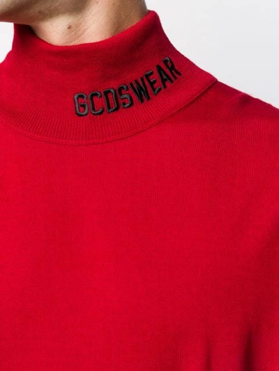 Gcds Red Wool Blend Turtleneck Sweater In Red