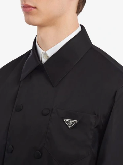 Shop Prada Double Breasted Shirt Coat In Black