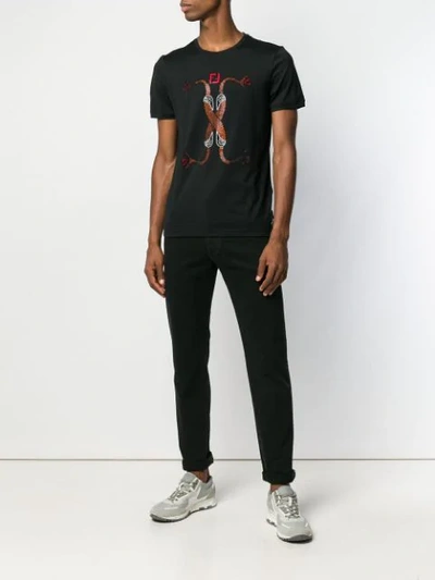Shop Fendi Crystal Snake T-shirt In F0qy3-black+red