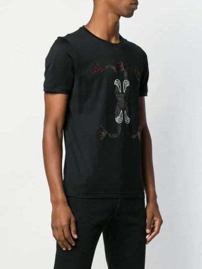 Shop Fendi Crystal Snake T-shirt In F0qy3-black+red