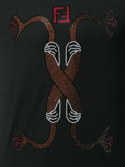 Shop Fendi Crystal Snake T-shirt In F0qy3-black+red