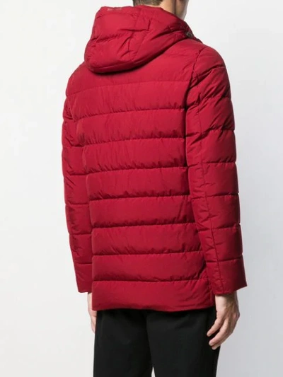 Shop Herno Hooded Padded Jacket In Red