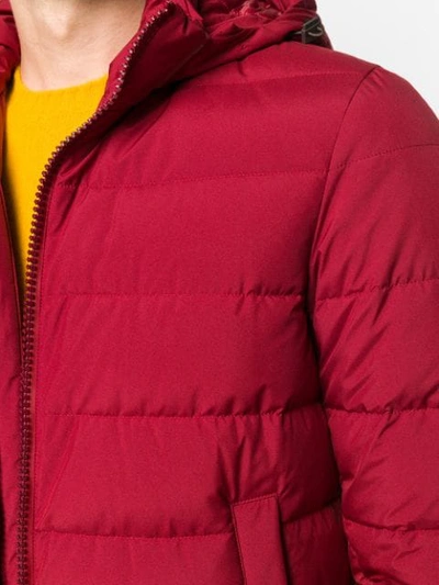 Shop Herno Hooded Padded Jacket In Red