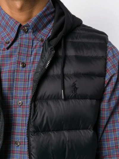 Shop Polo Ralph Lauren Padded Logo Gilet In Black