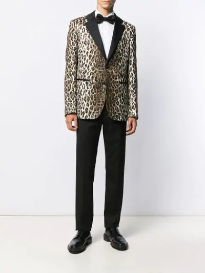 VERSACE JACQUARD LEOPARD PRINT BLAZER - 黑色