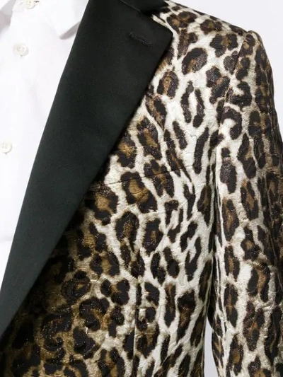 Shop Versace Jacquard Leopard Print Blazer In Black