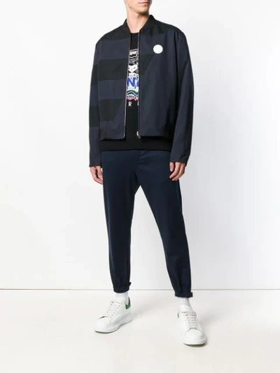 Shop Kenzo Panelled Bomber Jacket In Blue