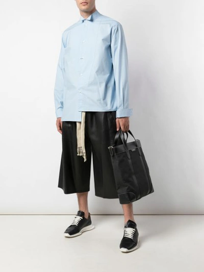 Shop Loewe Drawstring Waist Leather Culottes In Black