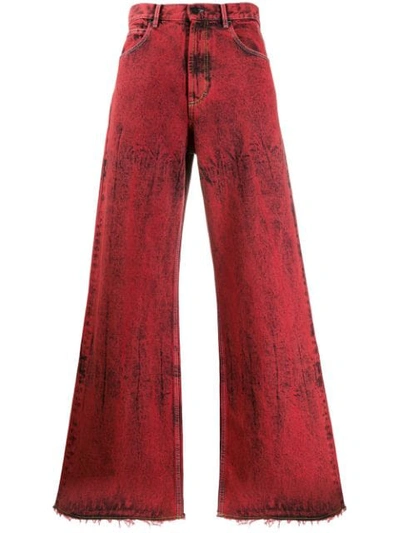 Shop Marni Dyed Wide Leg Jeans In 00r51 Red