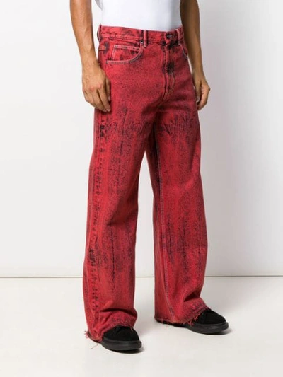 Shop Marni Dyed Wide Leg Jeans In 00r51 Red