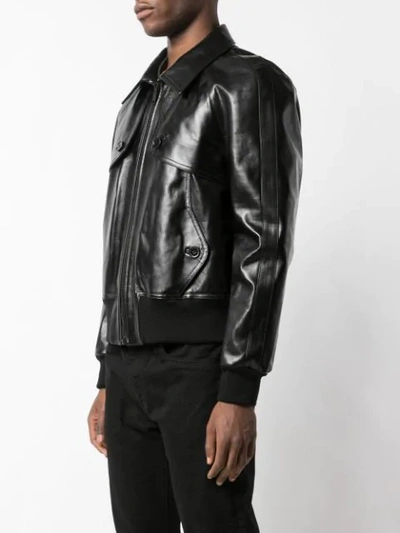 Shop Givenchy Leather Bomber Jacket In Black