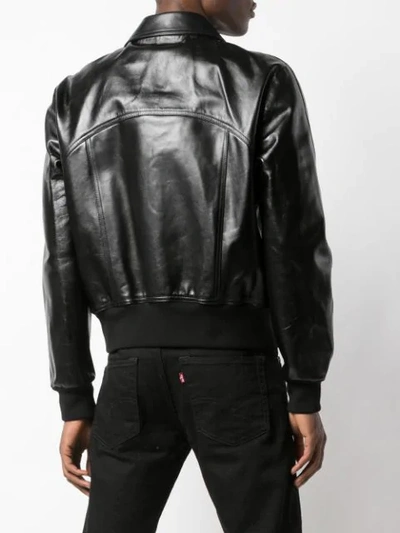 Shop Givenchy Leather Bomber Jacket In Black