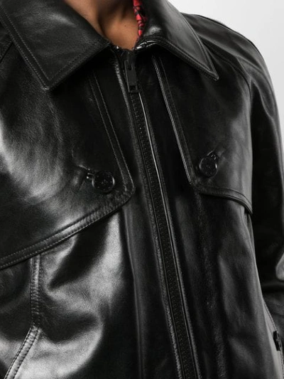 Shop Givenchy Leather Bomber Jacket In Black