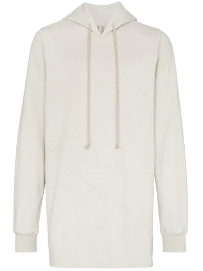 Shop Rick Owens Embroidered Panels Hooded Jumper In Neutrals