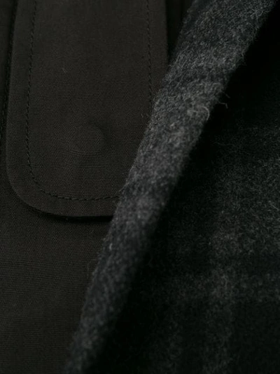 Shop Juunj Hooded Check Jacket In Black