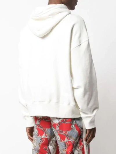 Shop Palm Angels Heart Patch Detail Hoodie In White ,red
