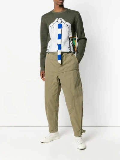 Shop Jw Anderson Men's Khaki Fold-front Utility Trousers In Green